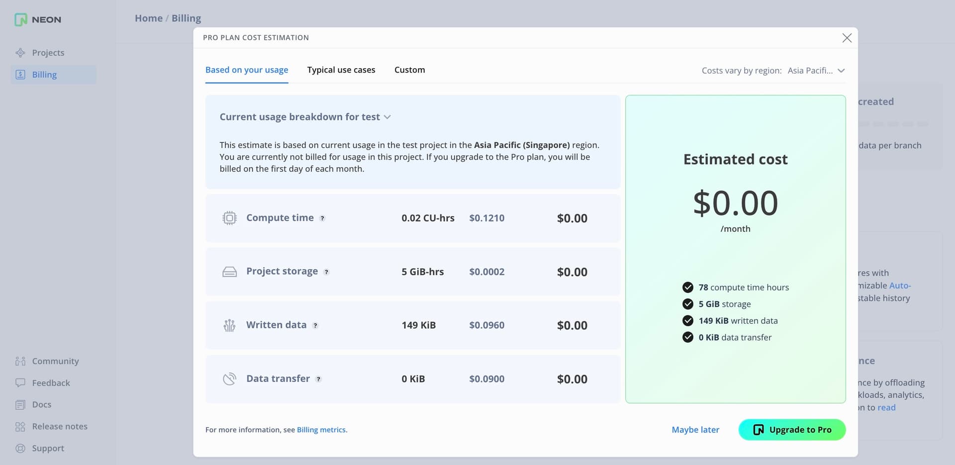 Pro plan cost estimation tool